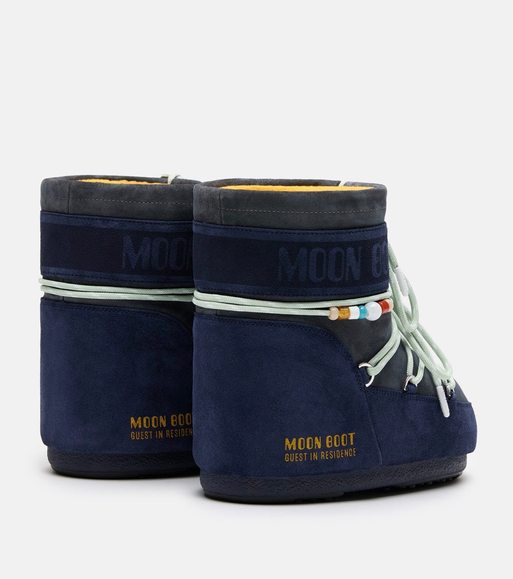 MOON BOOT X GUEST IN RESIDENCE Icon Low Midnight/Grey Beaded suede boots