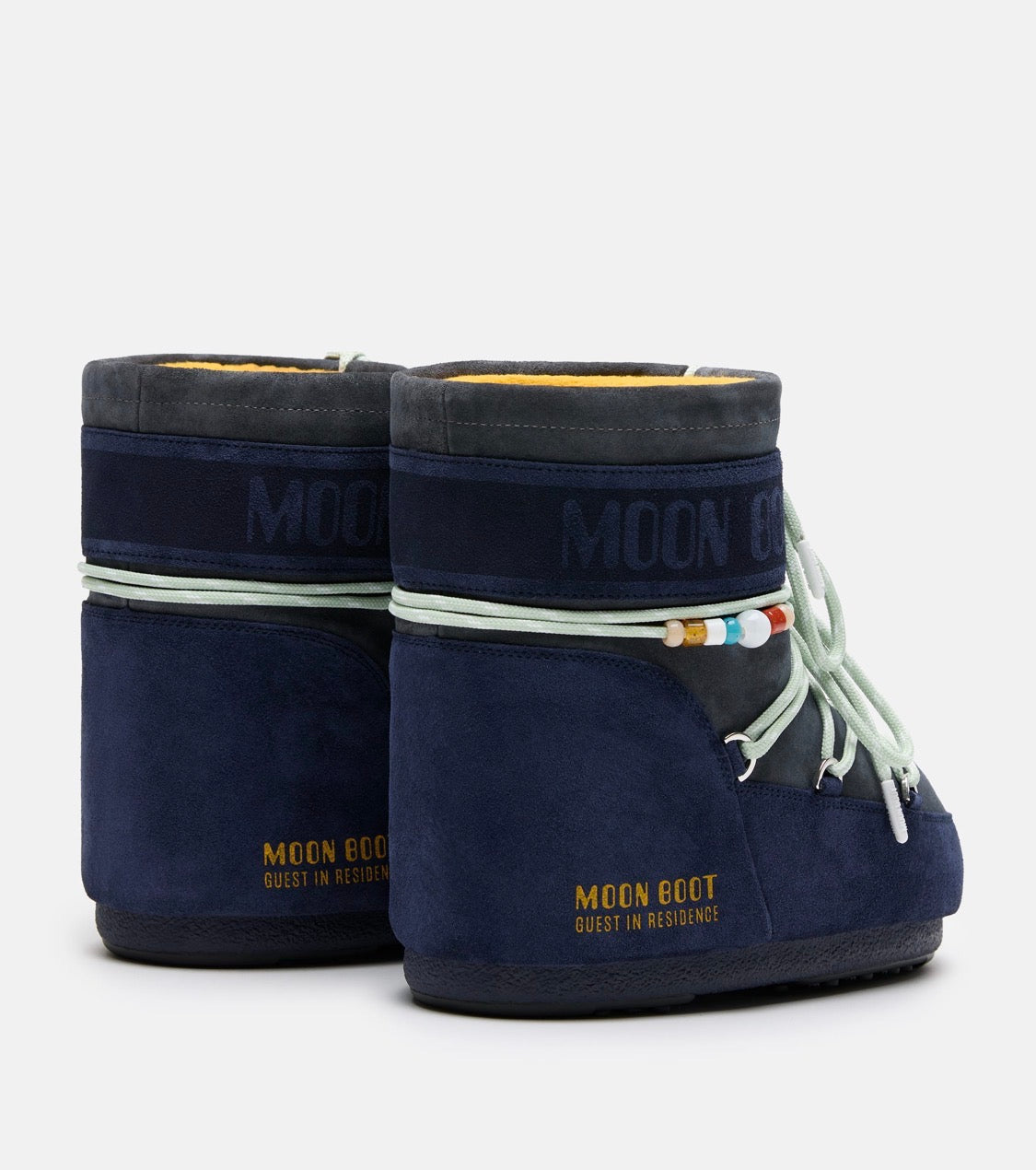 MOON BOOT X GUEST IN RESIDENCE Icon Low Midnight/Grey Beaded suede boots