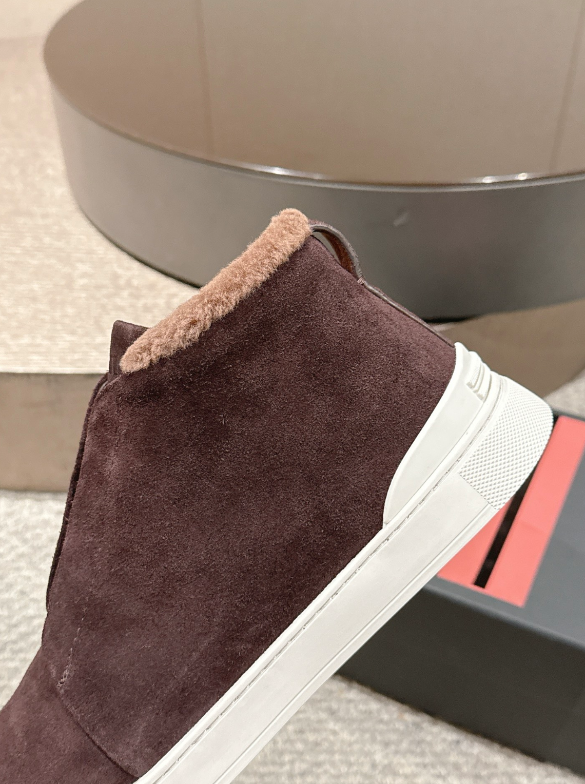 Ermenegildo Zegna brown suede deerskin wool Triple Stitch mid-top