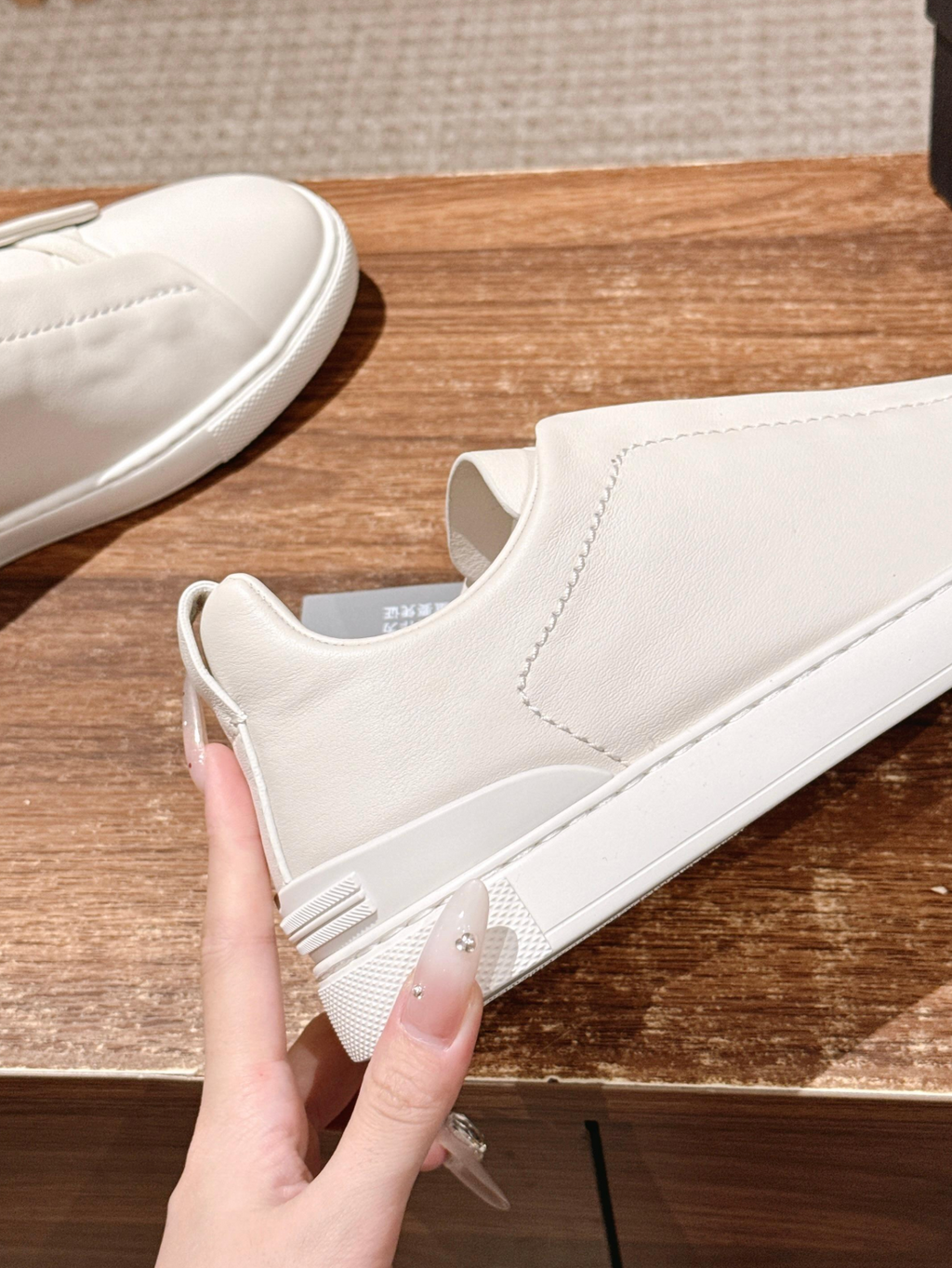 Ermenegildo Zegna white deerskin Triple Stitch