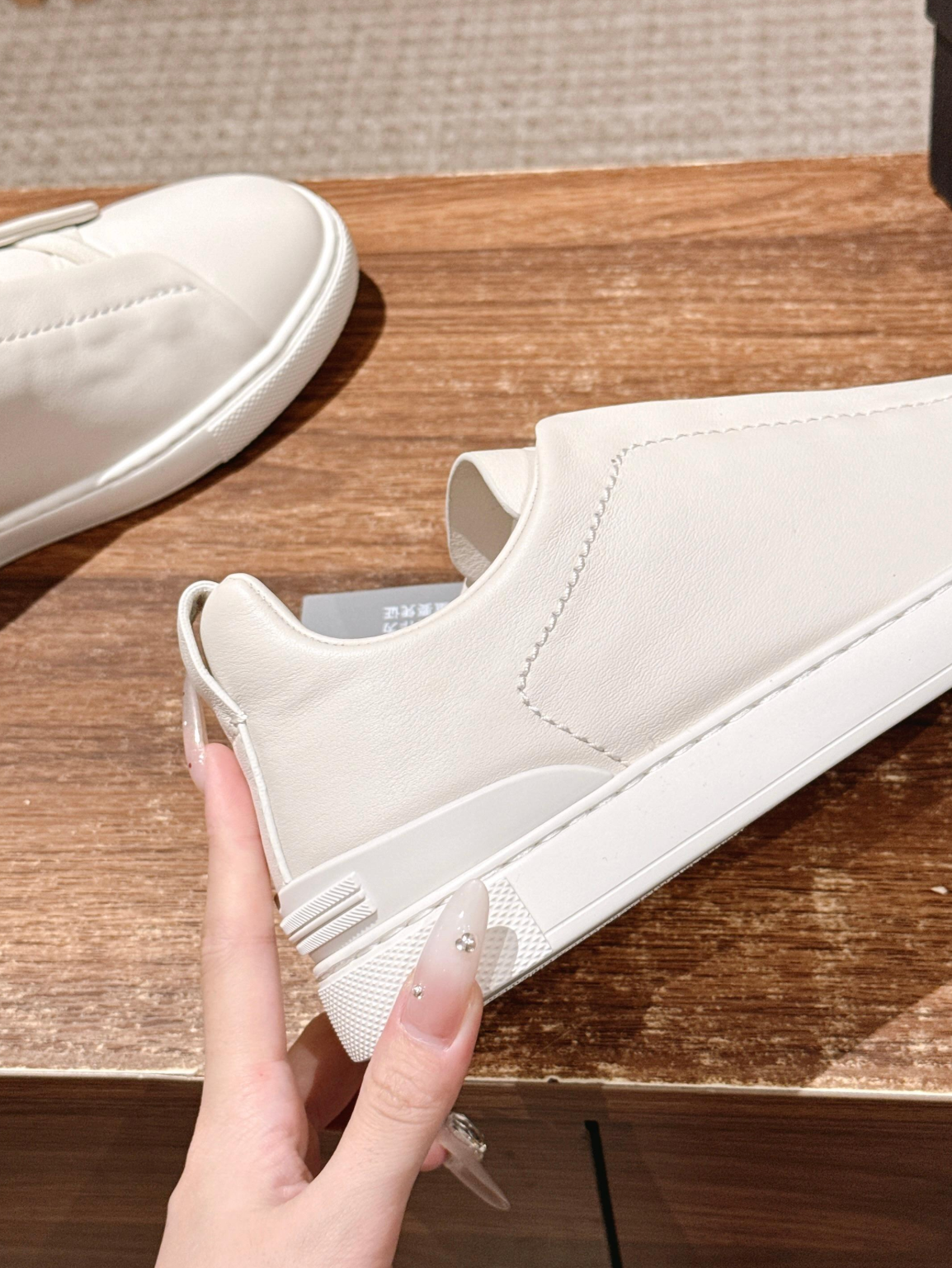 Ermenegildo Zegna white deerskin Triple Stitch