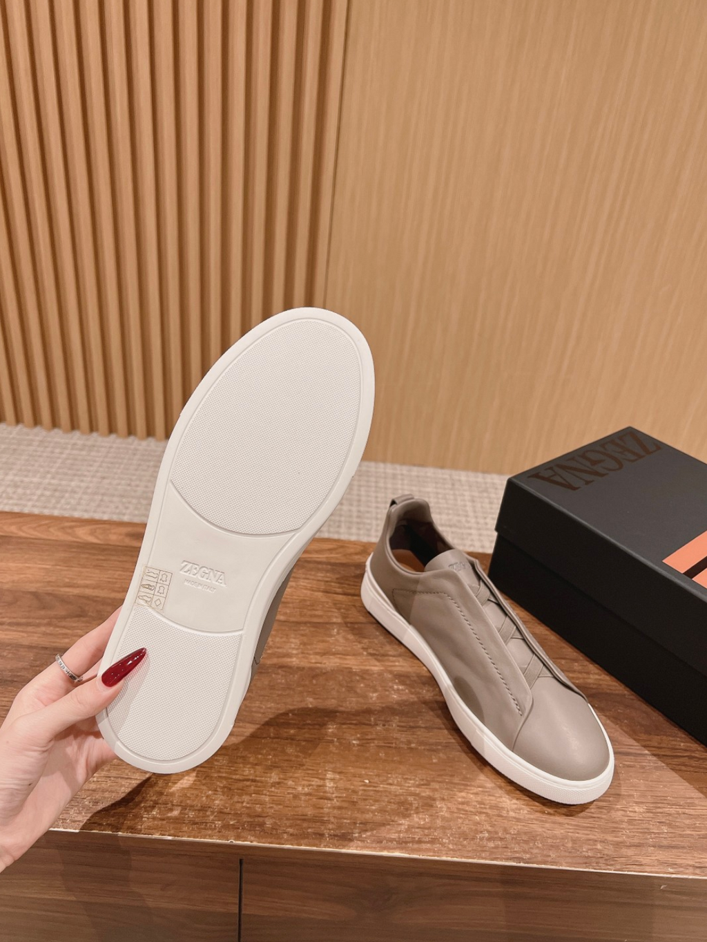 Ermenegildo Zegna beige deerskin Triple Stitch