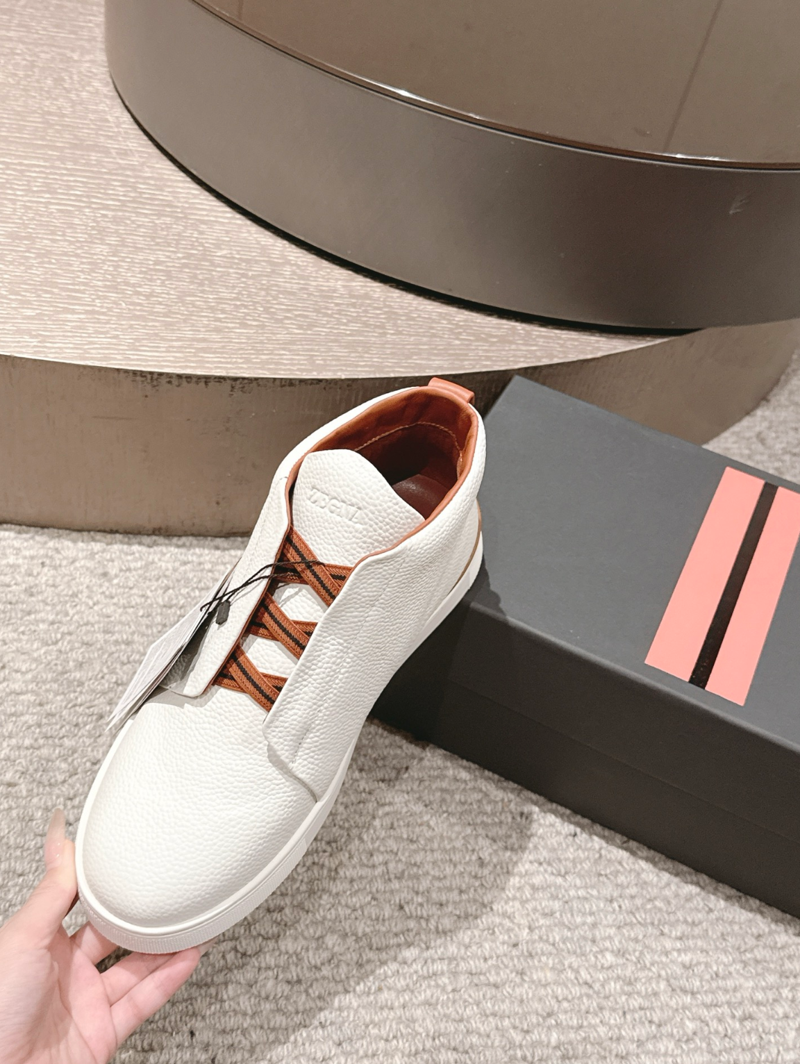 Ermenegildo Zegna white Triple Stitch mid-top