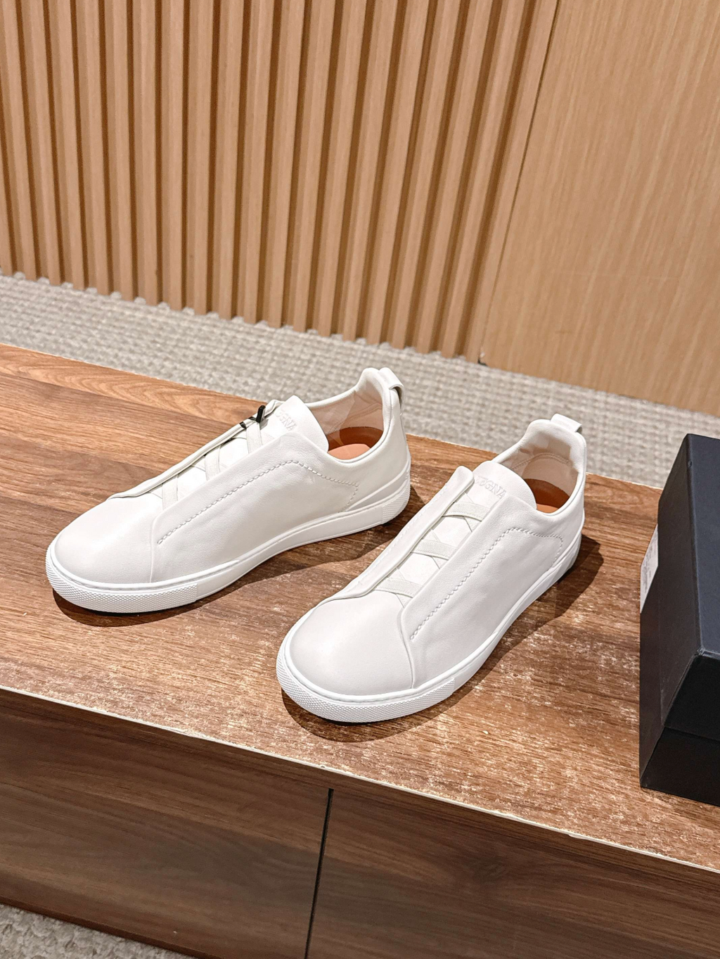 Ermenegildo Zegna white deerskin Triple Stitch