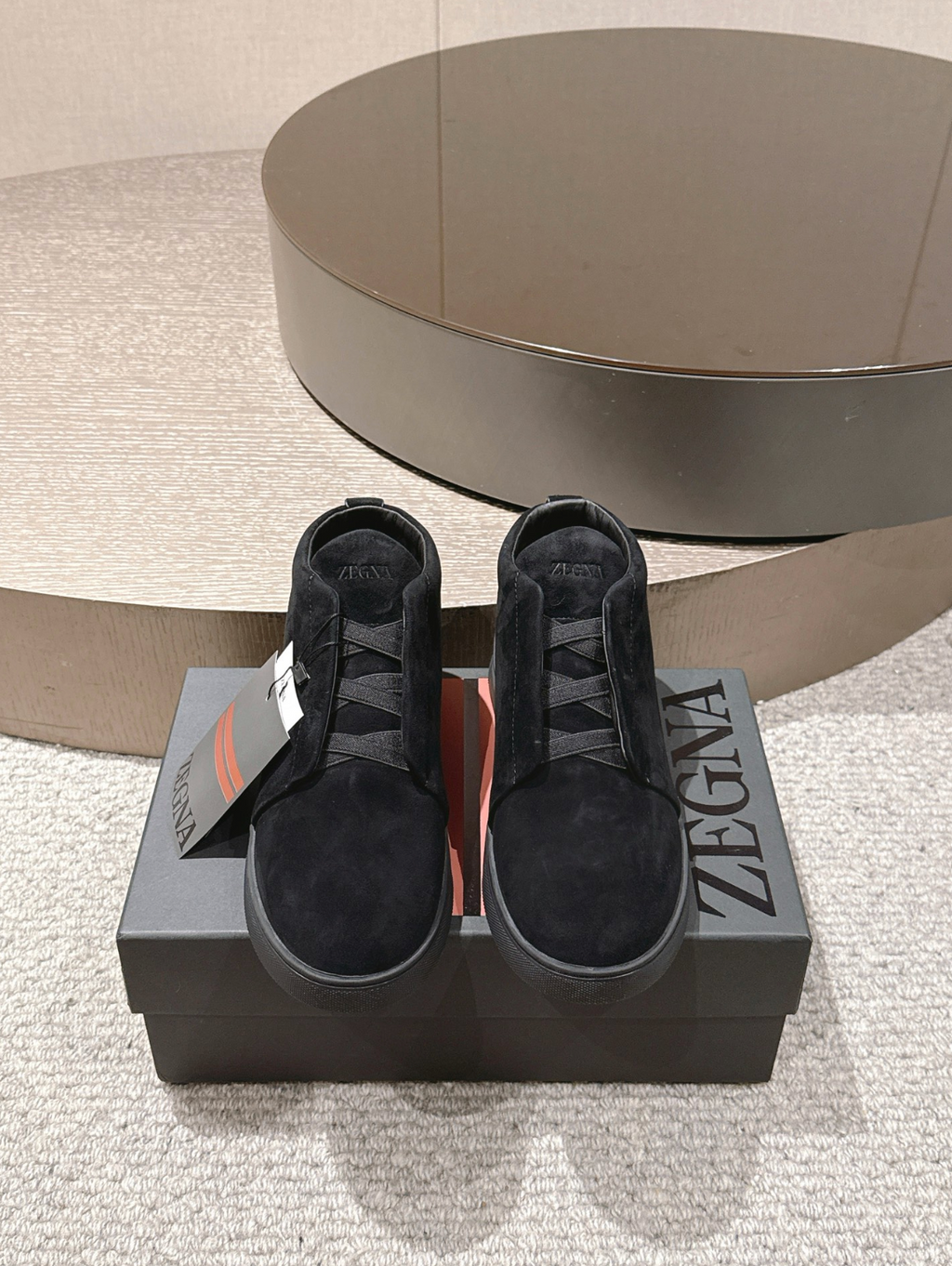 Ermenegildo Zegna black suede Triple Stitch mid-top