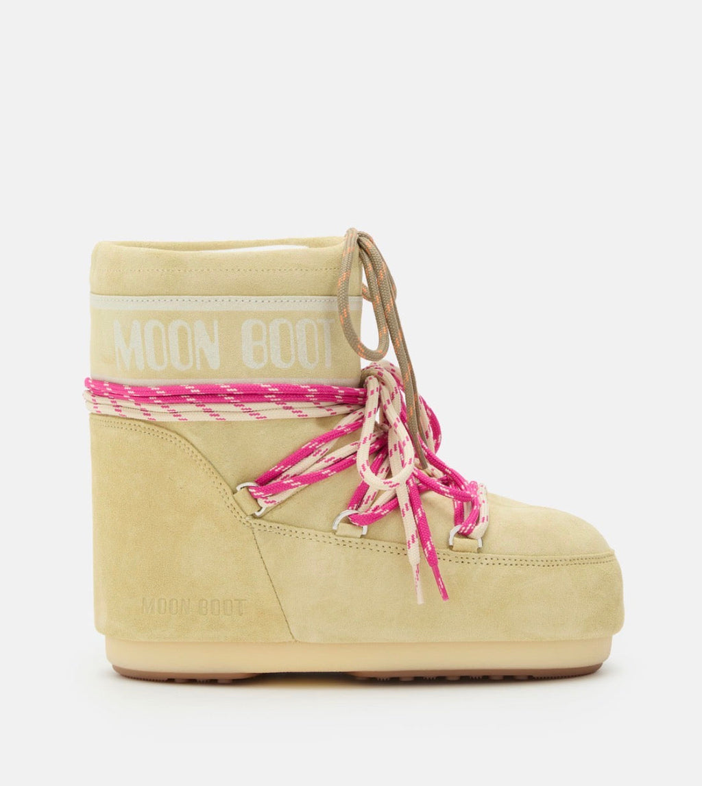 MOON BOOT Icon Beige Suede Lace-up Boots