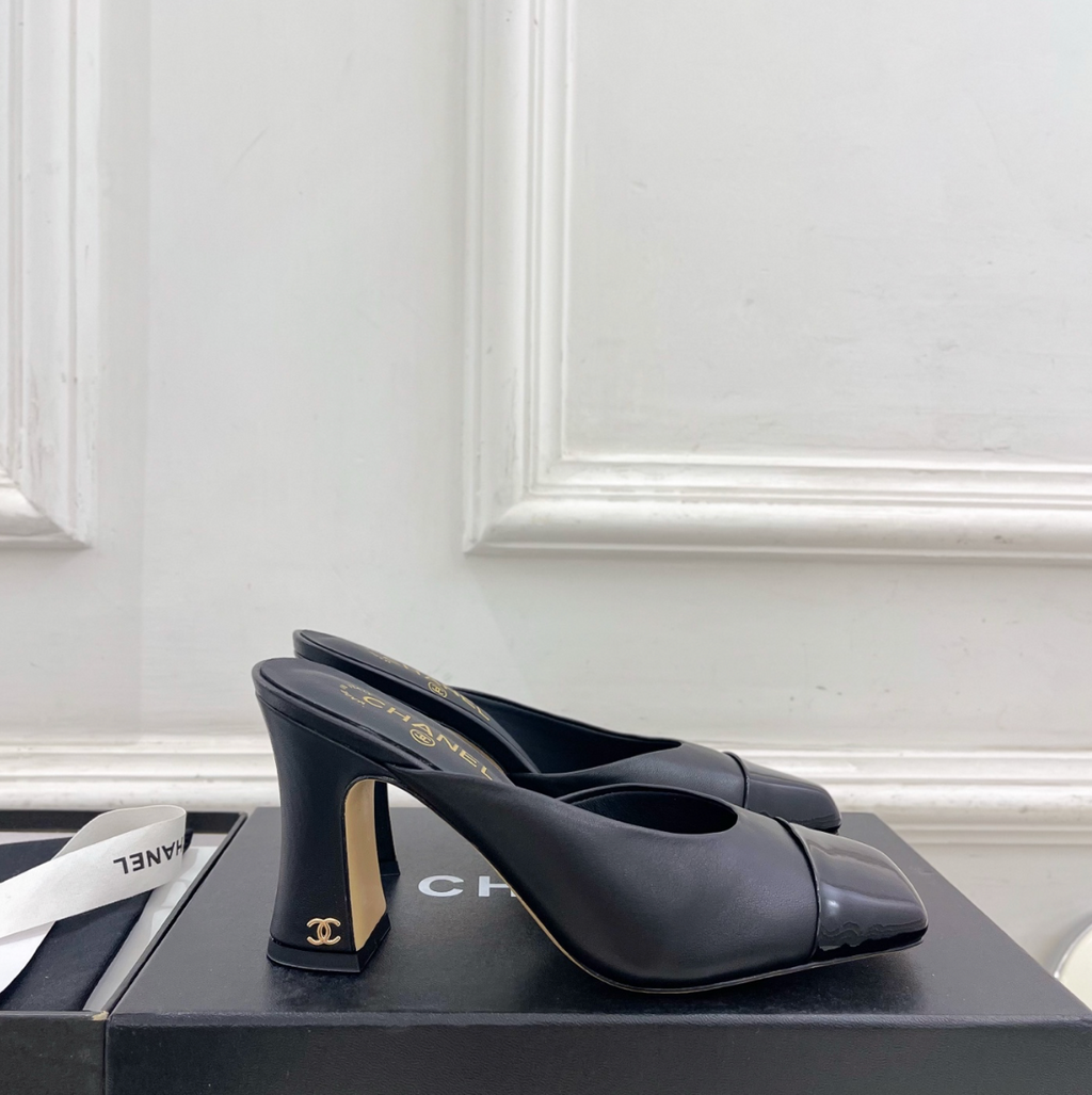 CHANEL Black Mules in Lambskin