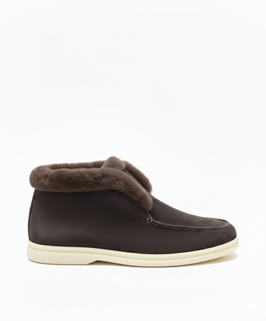 Open Walk Ankle Boot Furr Brown Suede