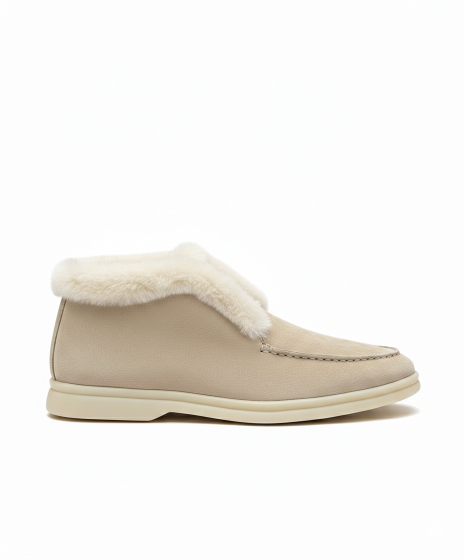 Open Walk Ankle Boot Furr Beige/Off White Suede