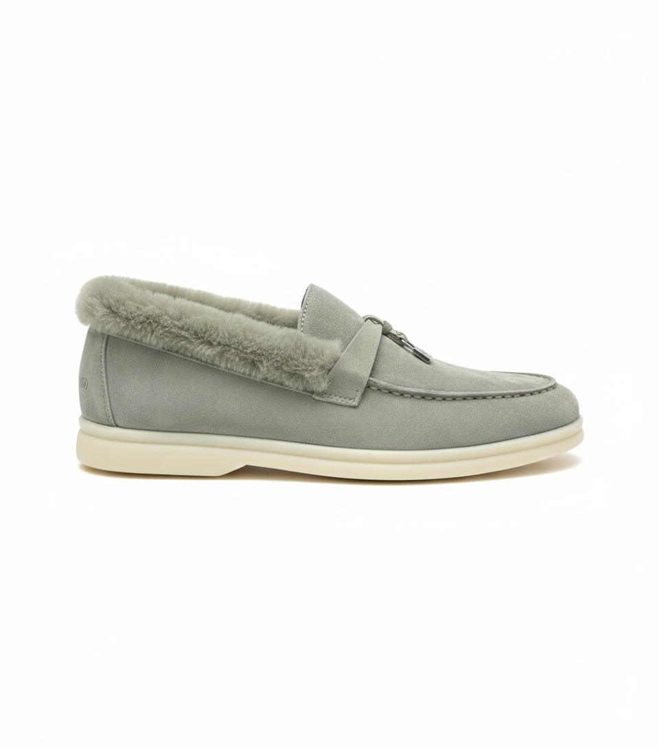 Summer Charms Walk Sage Fur Loafer Suede