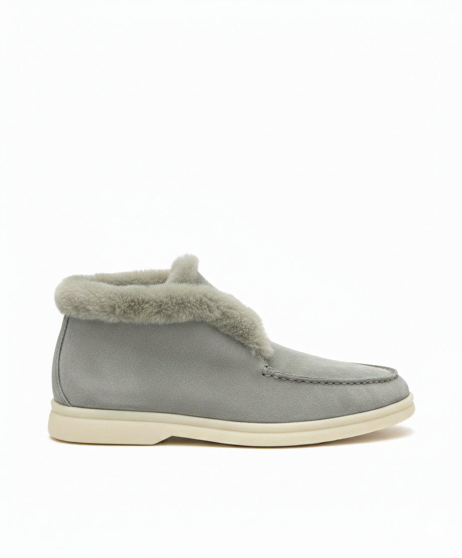 Open Walk Ankle Boot Furr Pastel Suede