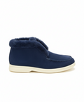 Open Walk Ankle Boot Furr Navy Blue Suede