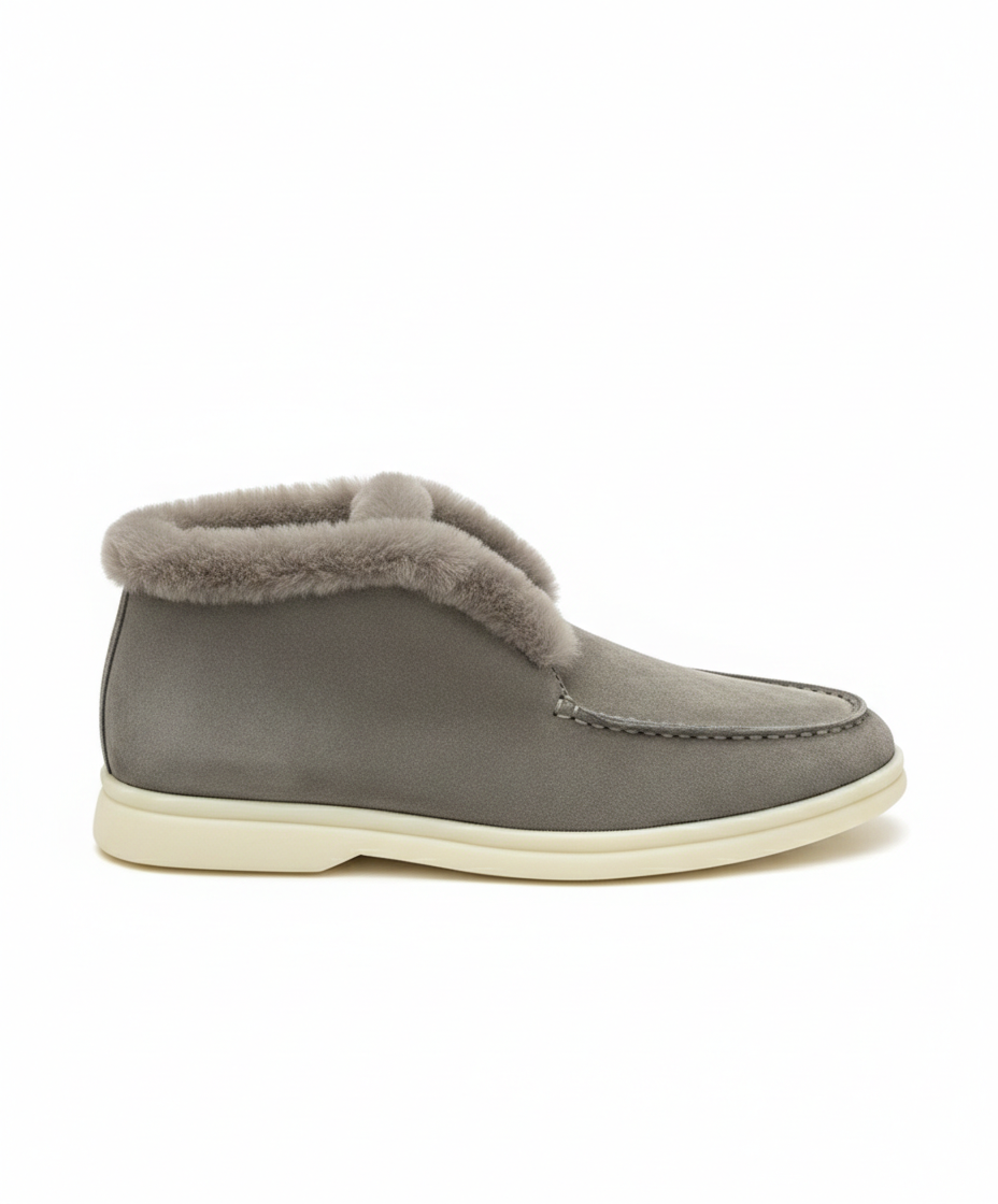 Open Walk Ankle Boot Furr Grey Suede