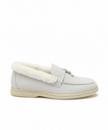 Summer Charms Walk Light Grey Fur Loafer Suede