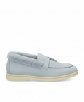 Summer Charms Walk Sky Blue Fur Loafer Suede