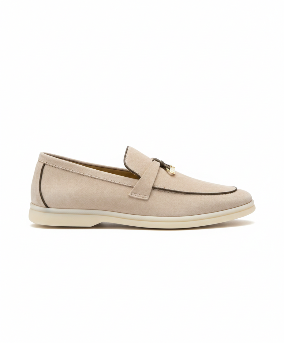 Moccassins Sandstone/Black Suede Summer Charms Walk