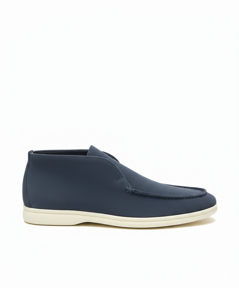 Open Walk Ankle Boot Navy Blue Suede