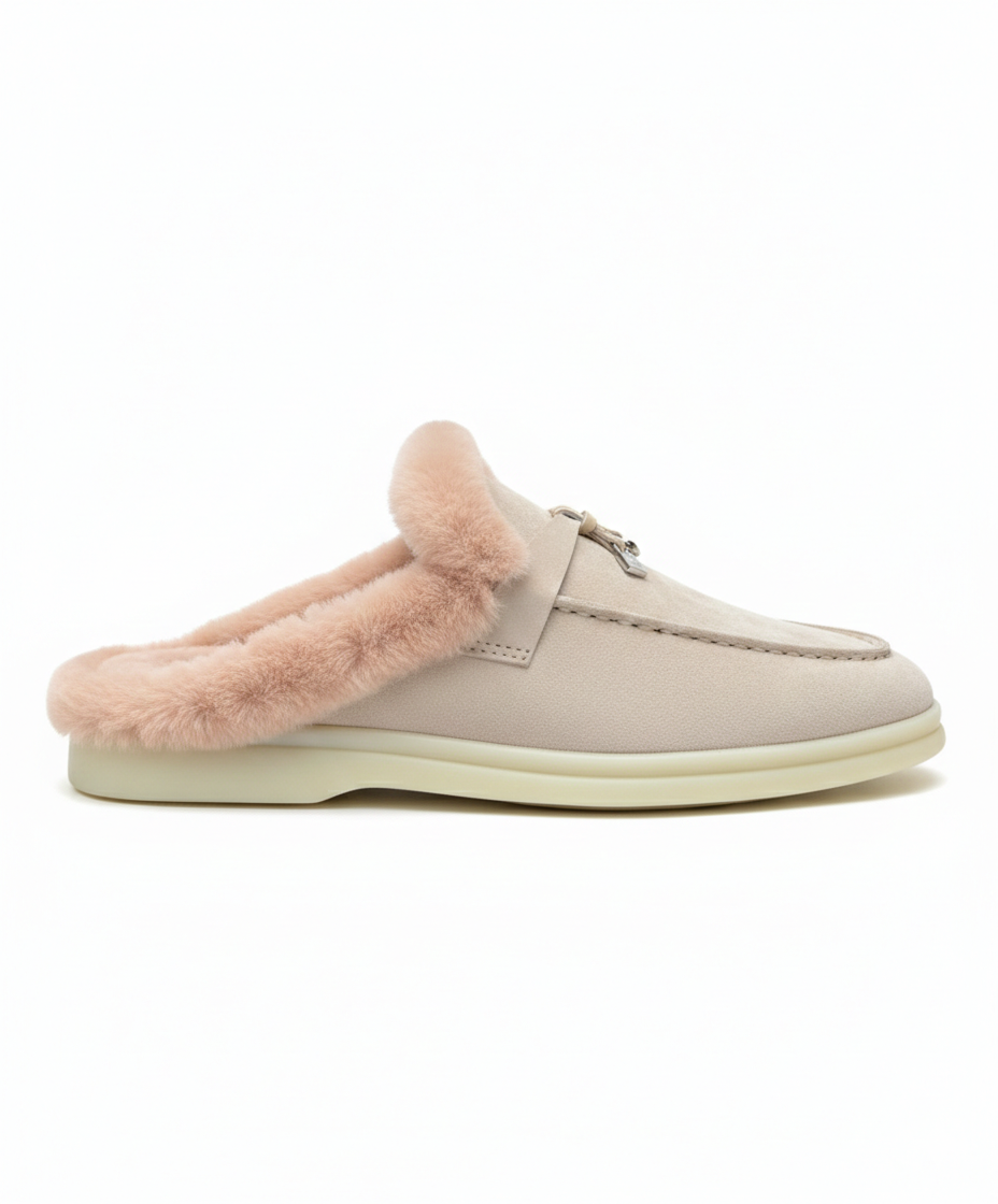 Charms Walk Babouche Light Pink Loafer Fur Suede