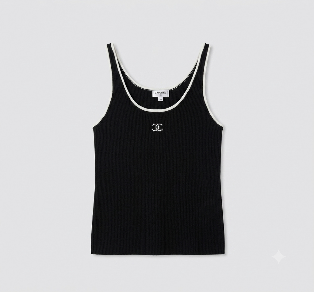 Chanel vintage cotton ribbed tank top