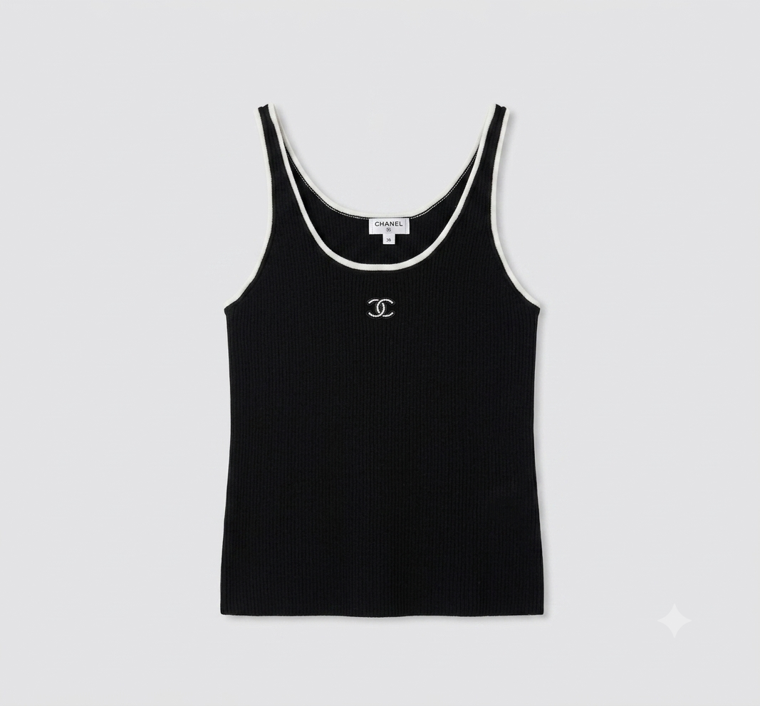 Chanel vintage cotton ribbed tank top