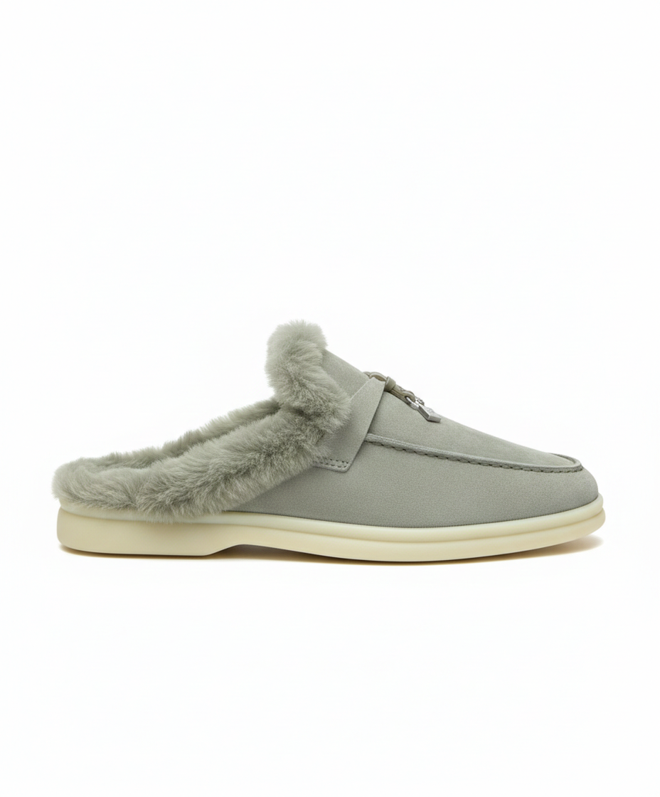 Charms Walk Babouche Sage Loafer Fur Suede