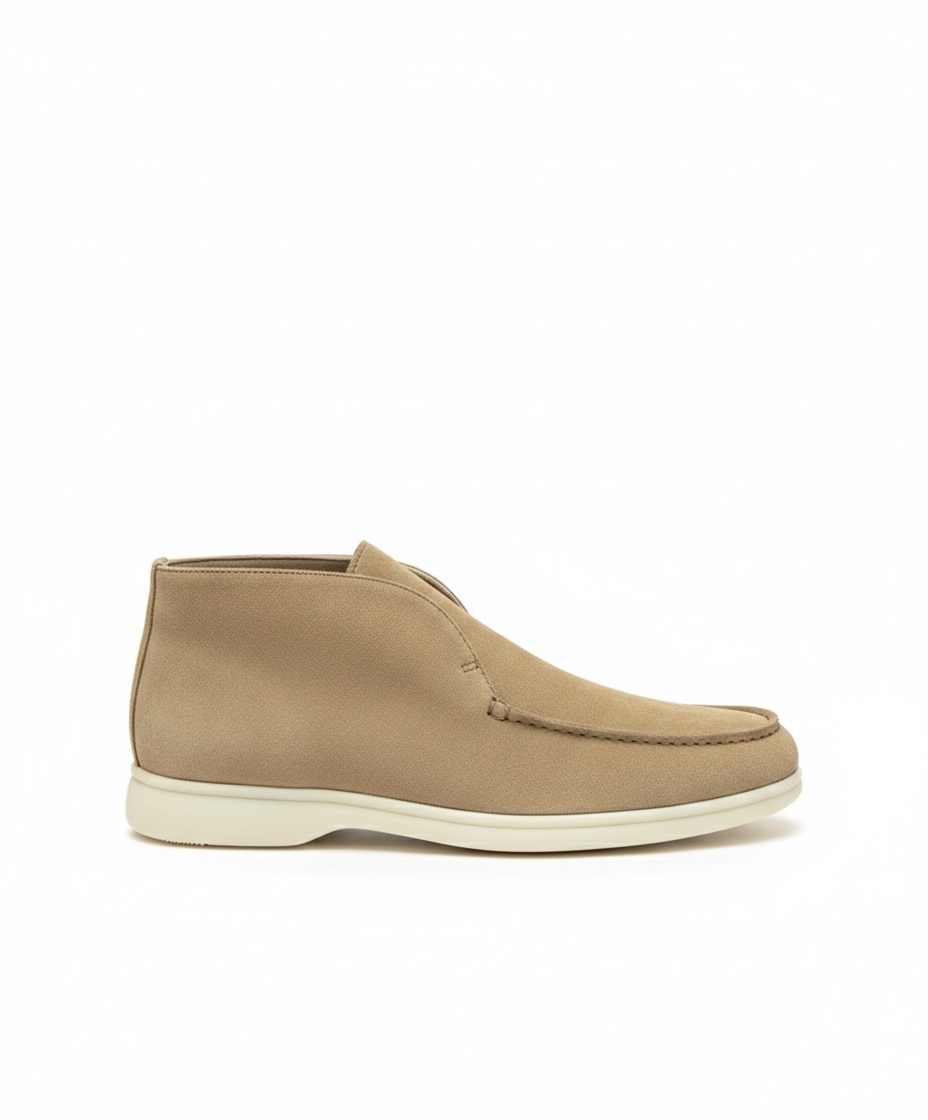 Open Walk Ankle Boot Beige Suede