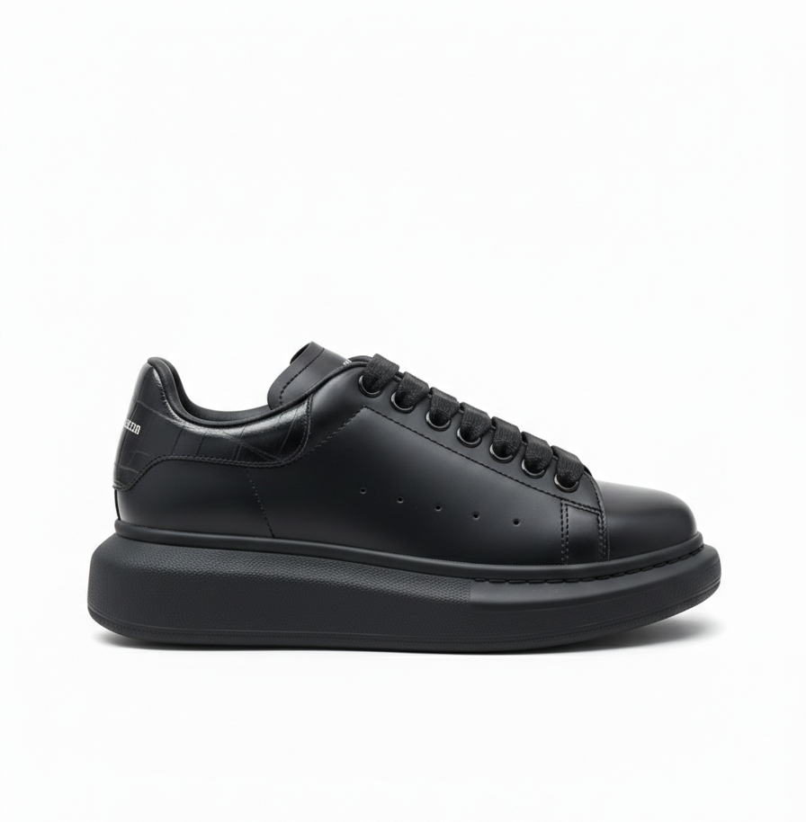 Oversized Full Black Crocodile leather sneakers