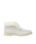 Open Walk Ankle Boot Furr White Suede