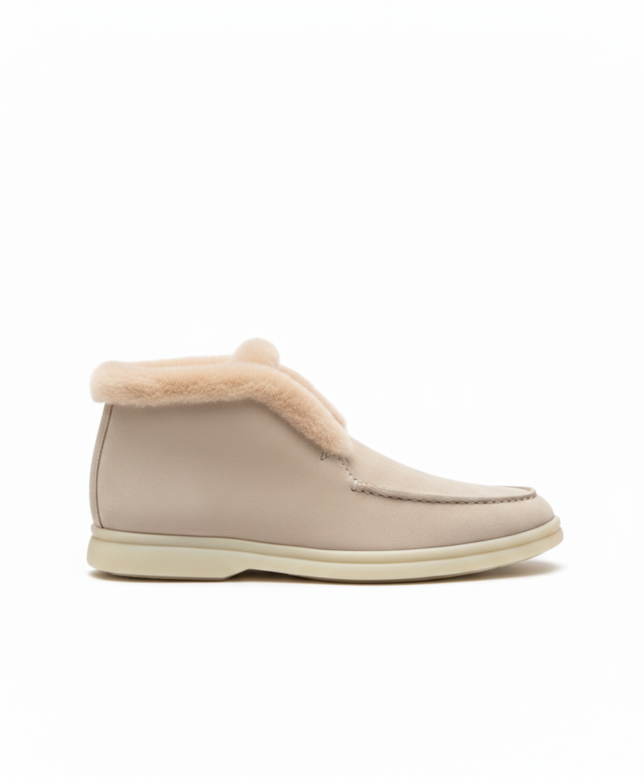 Open Walk Ankle Boot Furr Light Pink Suede