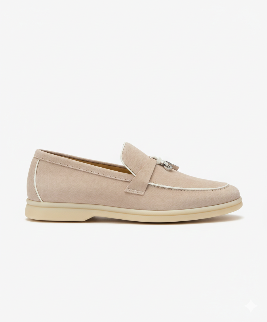 Moccassins Sandstone/White Suede Summer Charms Walk