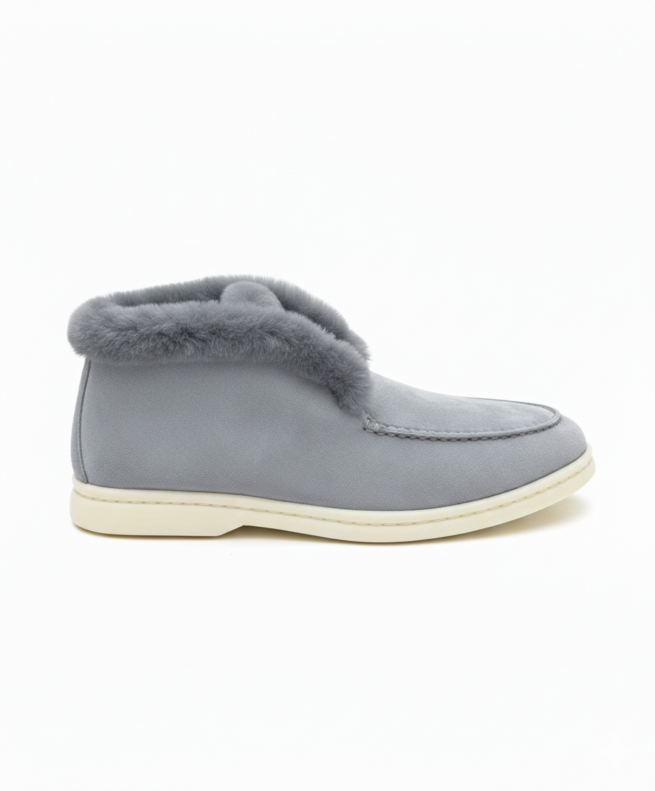 Open Walk Ankle Boot Furr Sky Blue Suede