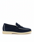 Moccassins Navy Blue/White Suede Summer Charms Walk