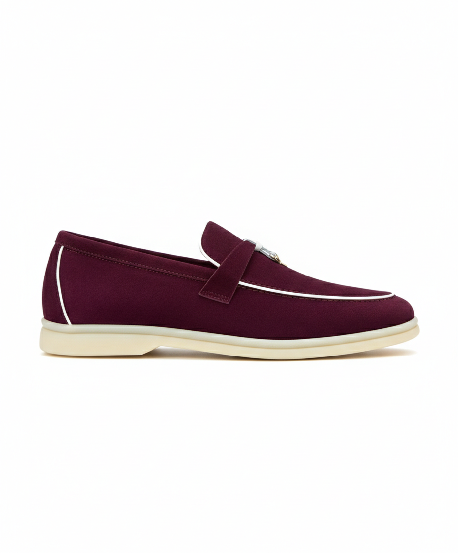 Moccassins Burgundy/White Suede Summer Charms Walk