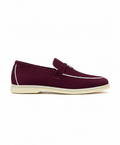 Moccassins Burgundy/White Suede Summer Charms Walk
