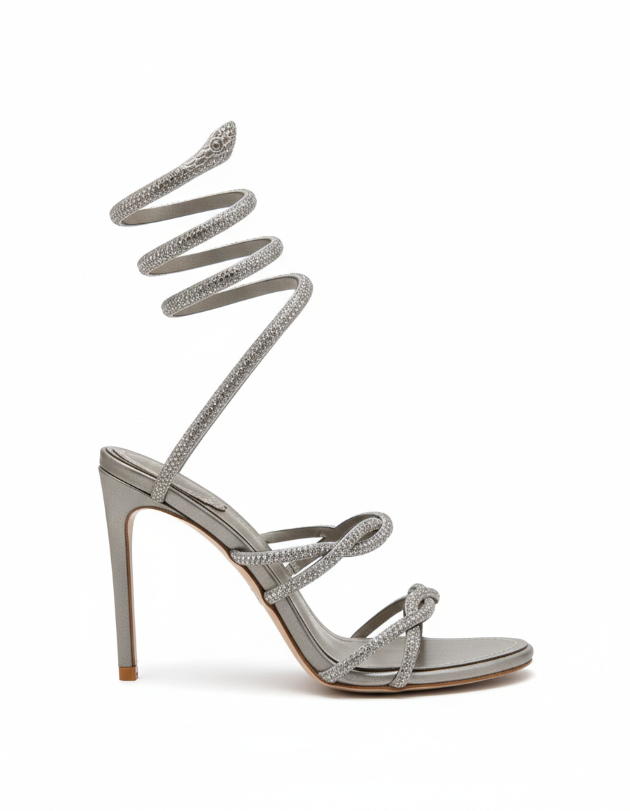 Cleo Braid "Iconic Serpente " Sandals in Silver