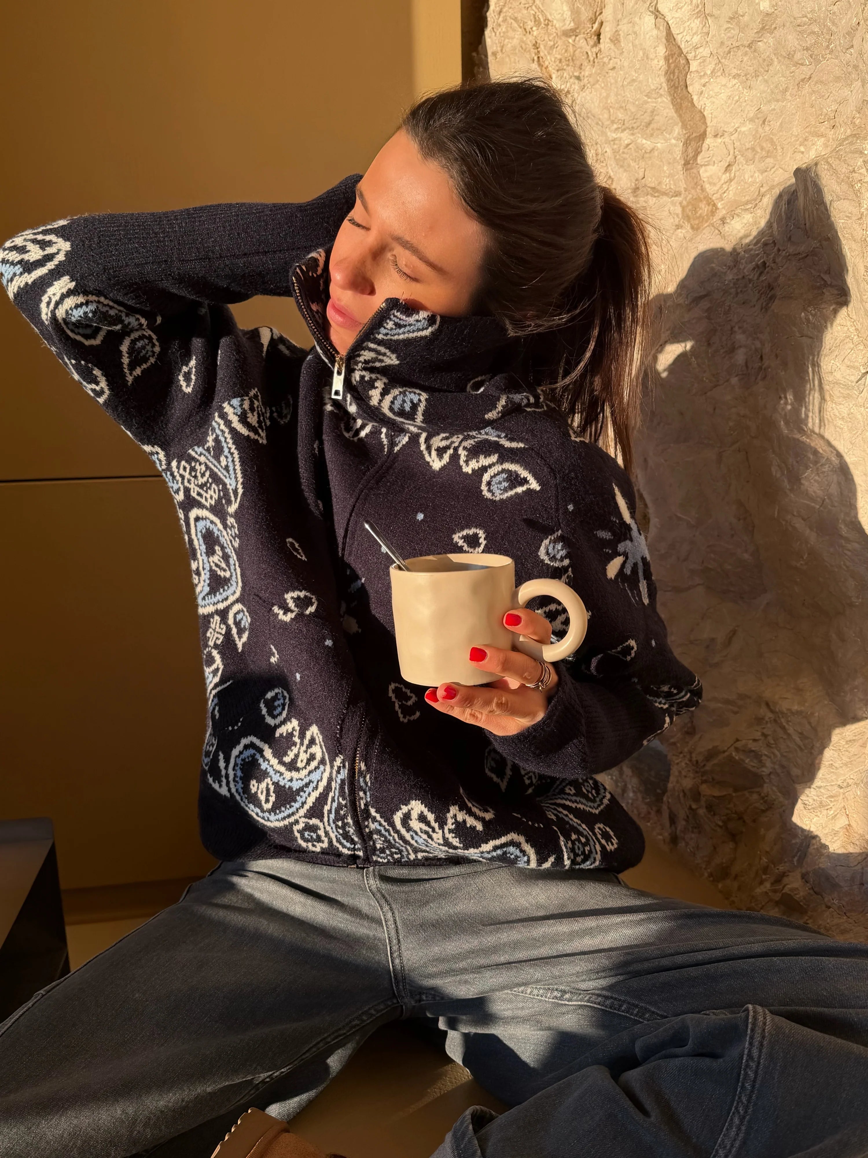 Ava Bandana Sweater Cashmere & Wool Blend