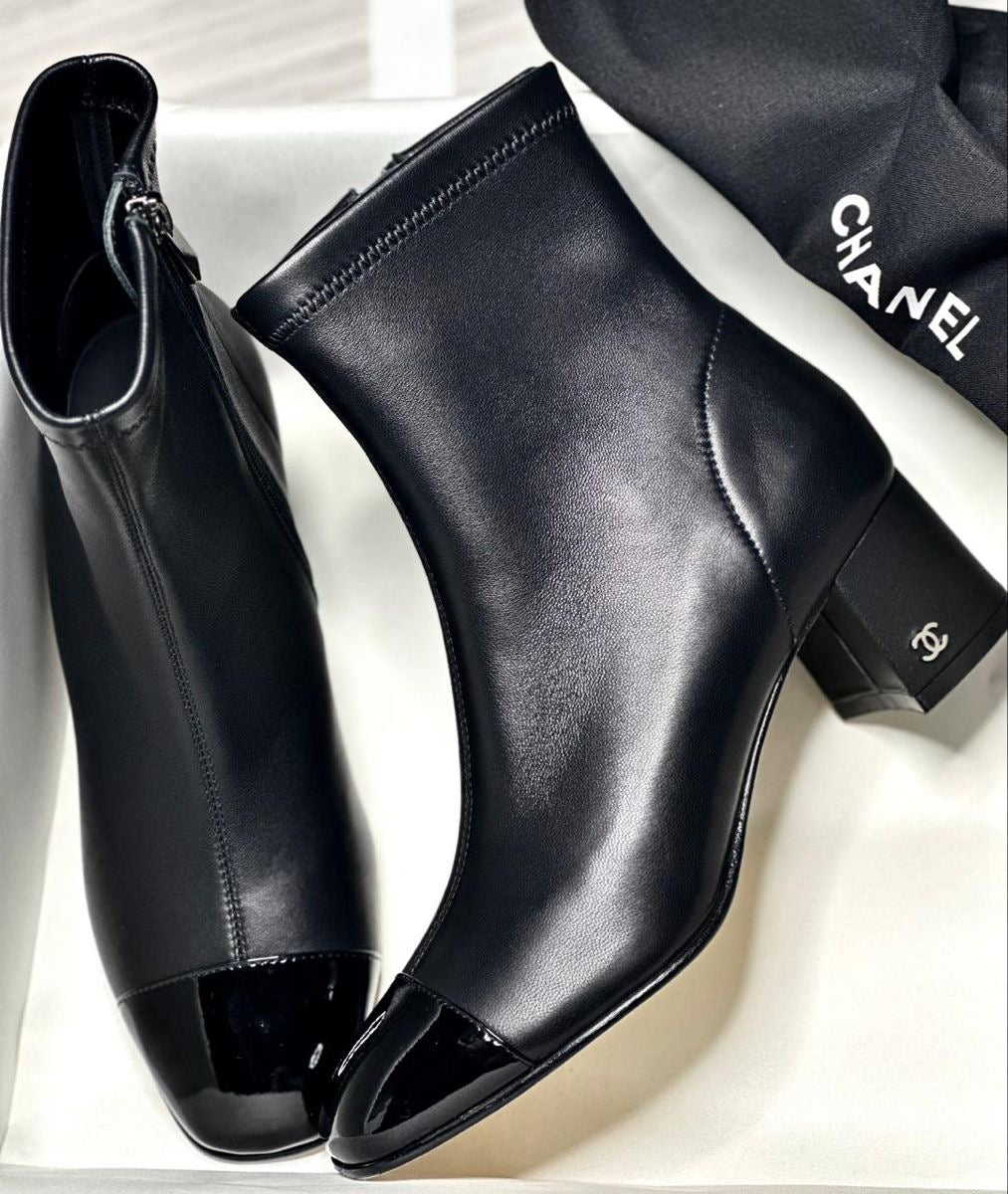 CHANEL LEATHER ANKLE BOOTS