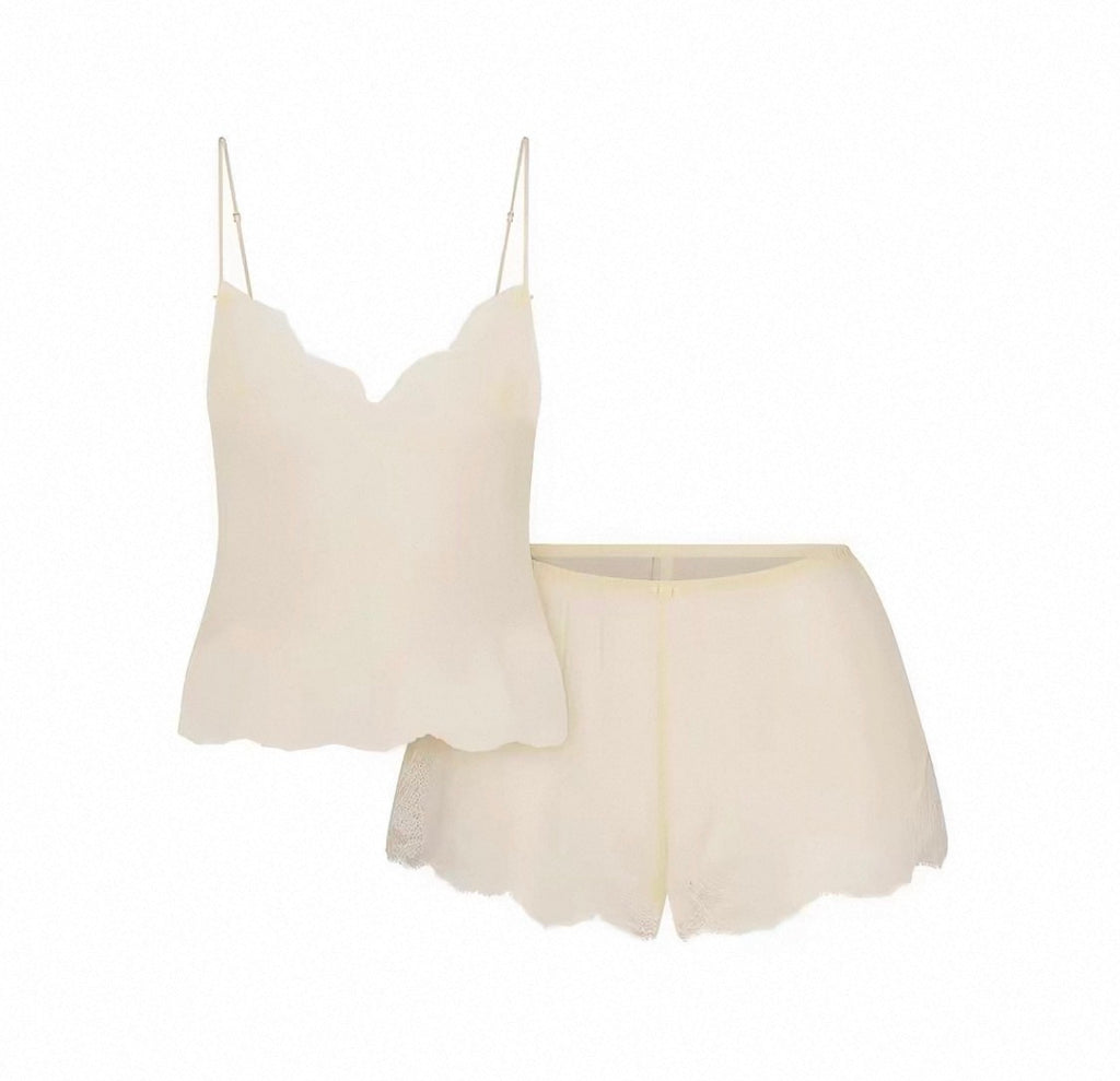 SKIMS ROMANCE LACE CROPPED CAMI AND SHORT SET