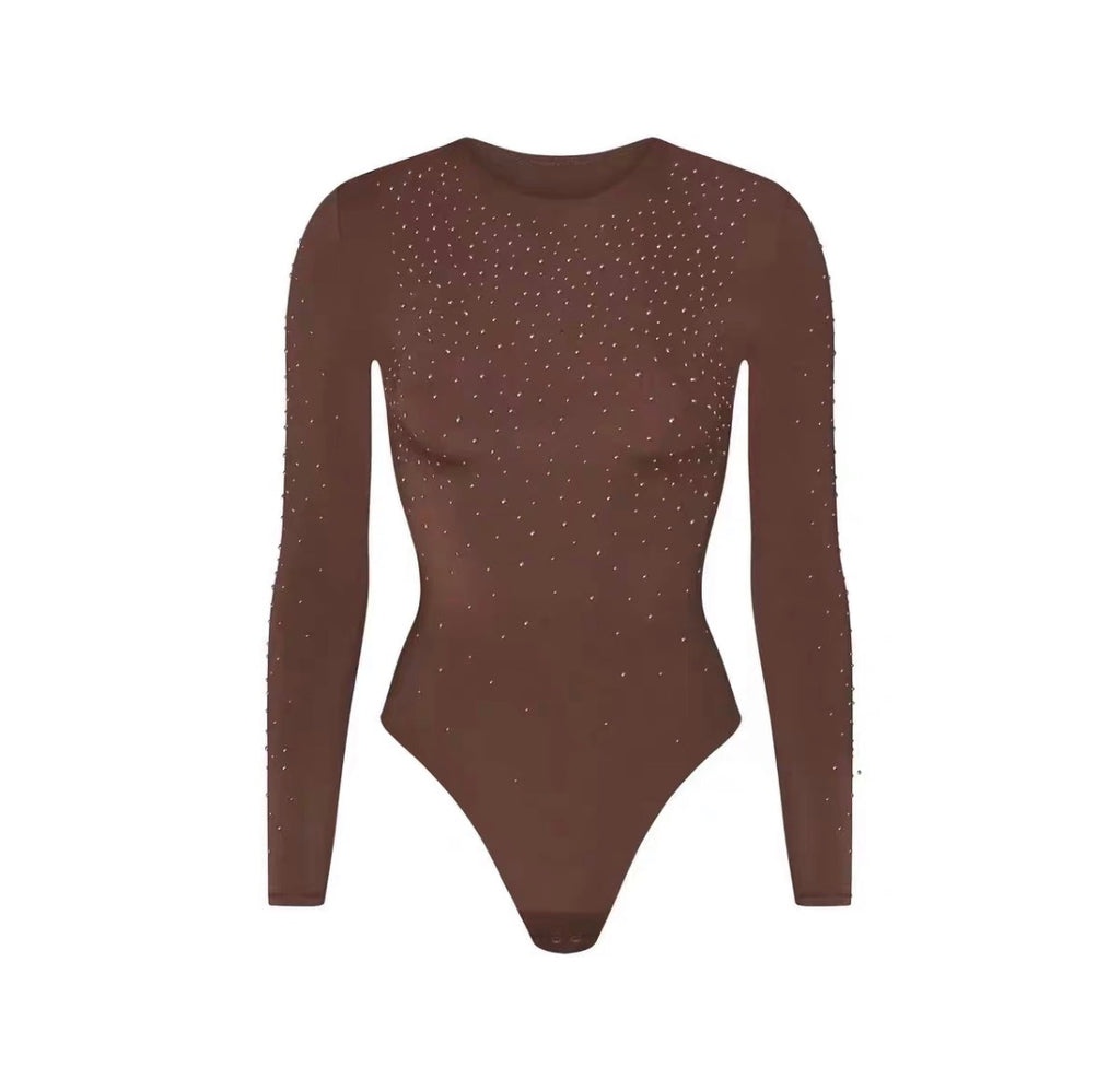 JELLY SHEER LONG SLEEVE CREW NECK BODYSUIT