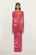 PUCCI Fuchsia Swirl Sheer Maxi Dress