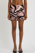 PUCCI Marmo Rosé Ruffle Silk Shorts