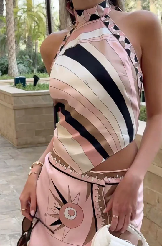 PUCCI Solar Mirage Halter Skirt Set
