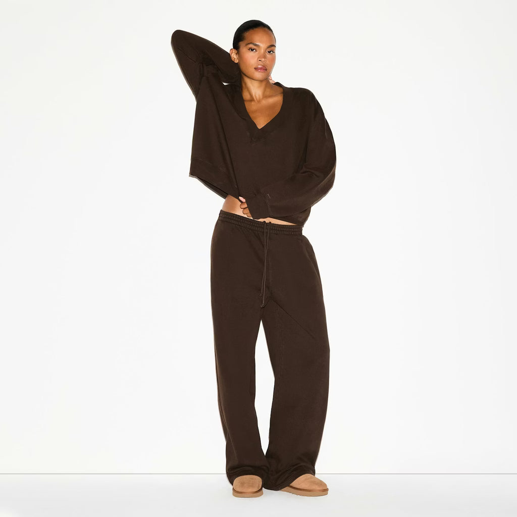 BOYFRIEND FLEECE OVERSIZED V NECK SET