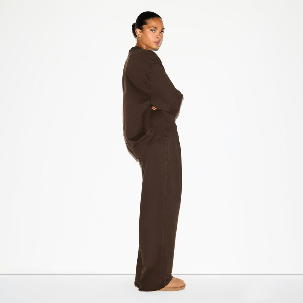 BOYFRIEND FLEECE OVERSIZED V NECK SET