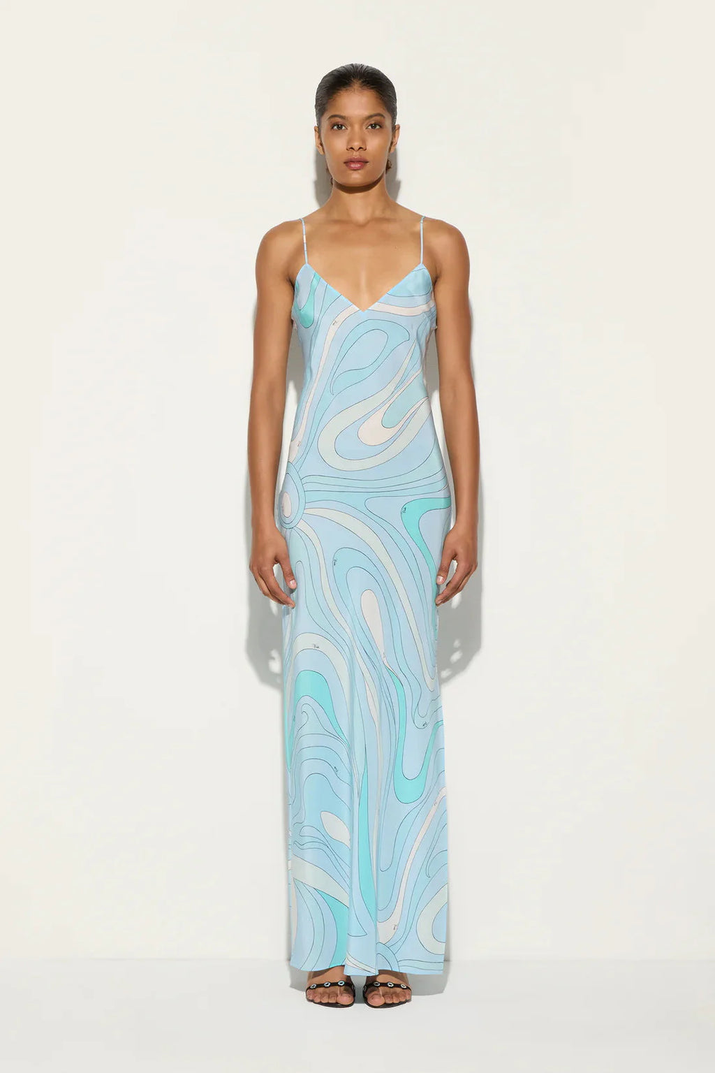 PUCCI MARMO PRINTED SATIN MAXI DRESS