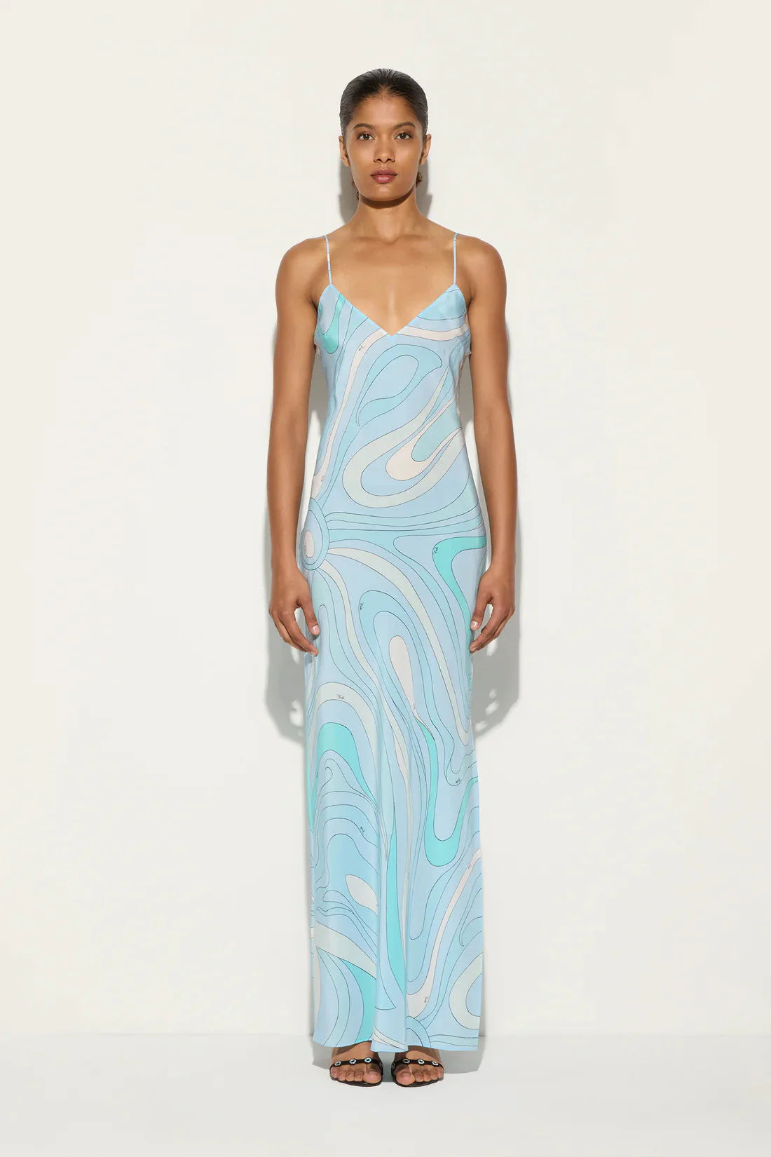 PUCCI MARMO PRINTED SATIN MAXI DRESS