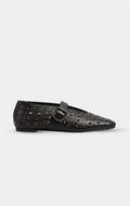 ALAÏA NOIR LEATHER VIENNE PERFORATED BALLET FLAT