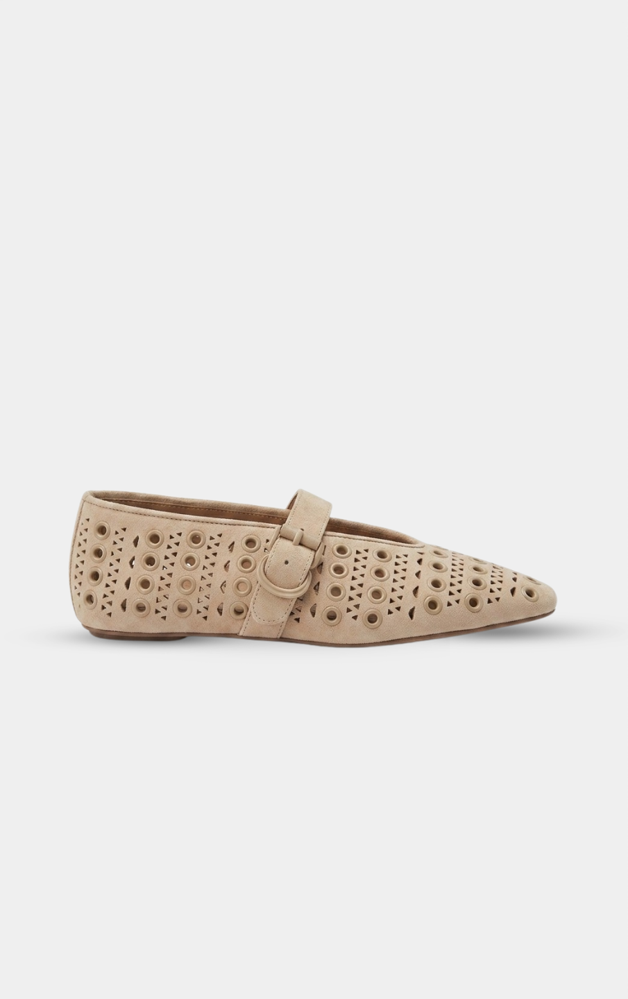 ALAÏA SAND SUEDE VIENNE PERFORATED BALLET FLAT