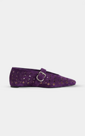 ALAÏA VIOLET SUEDE VIENNE PERFORATED BALLET FLAT