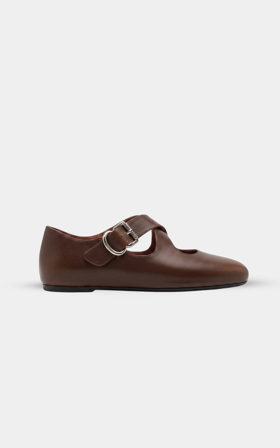 ALAÏA BROWN CRISS CROSS BALLET FLATS IN LEATHER